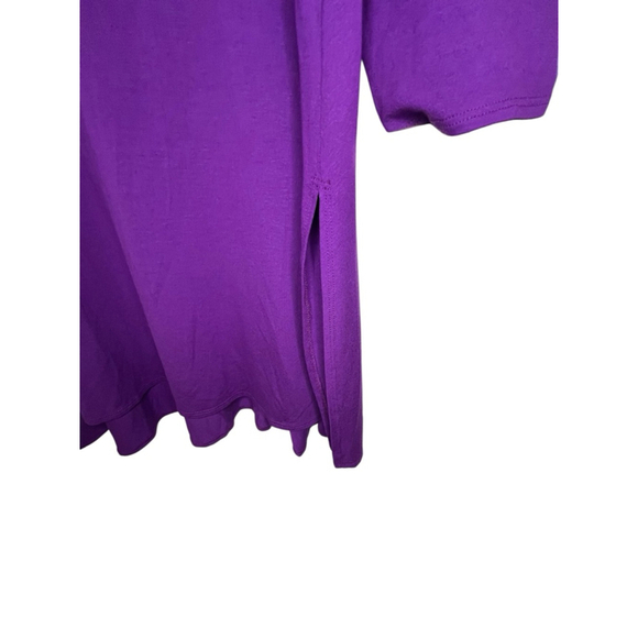 Eileen Fisher Basic Purple Long Sleeve Scoop Neck Mini Tunic Dress - Picture 3 of 6